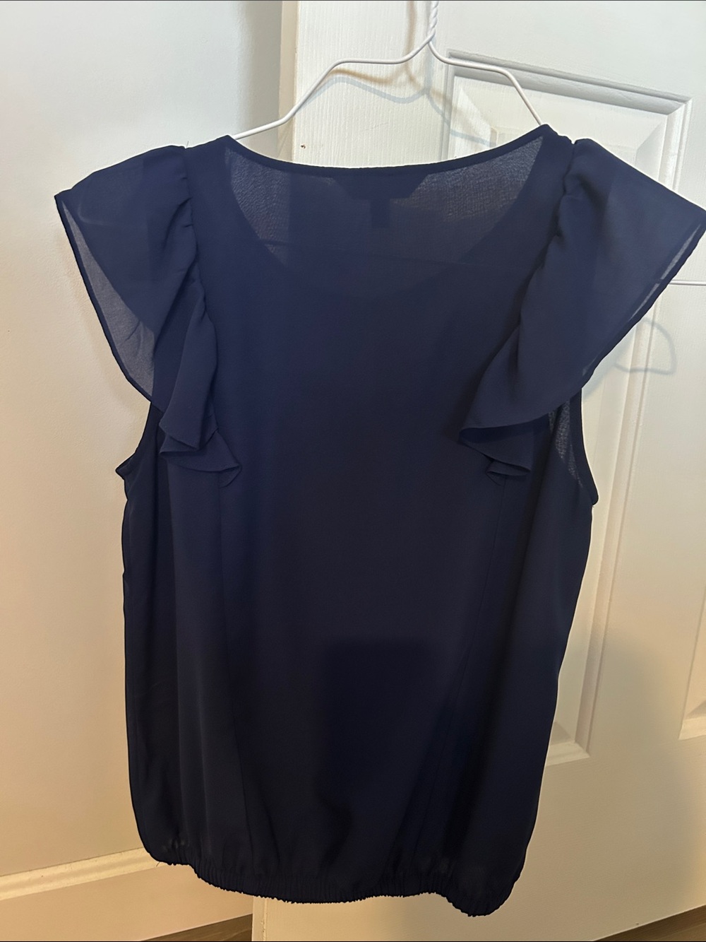 Express Navy Ruffle Sleeve Blouse - Picture 4 of 4